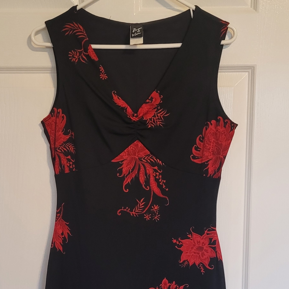 PS PerSeption Little black Dress with Red Floral Design